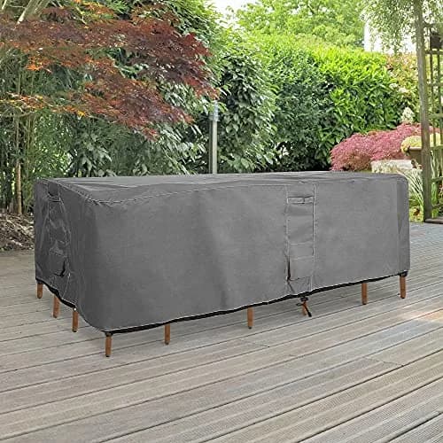 KHOMO GEAR Patio Table and Chair Set Cover - Heavy Duty, Water Resistant 108"L x 82"W x 25"H thumbnail 7