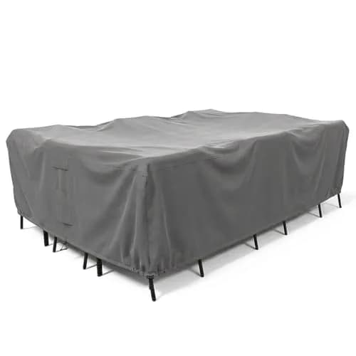 KHOMO GEAR Patio Table and Chair Set Cover - Heavy Duty, Water Resistant 128"L x 82"W x 25"H | All-Weather Outdoor Furniture Cover thumbnail 1