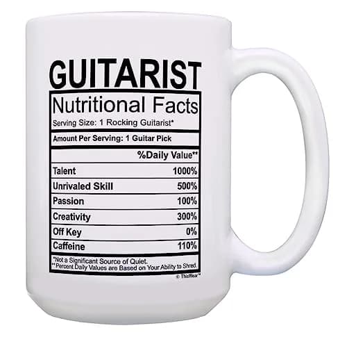 ThisWear Guitarist Nutritional Facts Label 15oz Coffee Mug | Classic Music Gift thumbnail 1