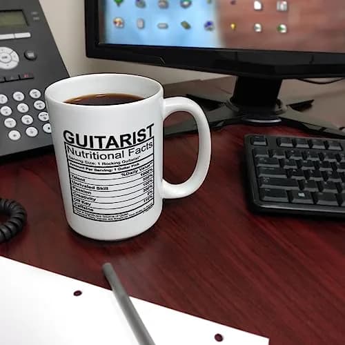 ThisWear Guitarist Nutritional Facts Label 15oz Coffee Mug | Classic Music Gift thumbnail 6