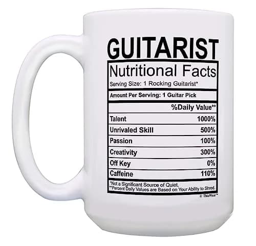 ThisWear Guitarist Nutritional Facts Label 15oz Coffee Mug | Classic Music Gift thumbnail 3