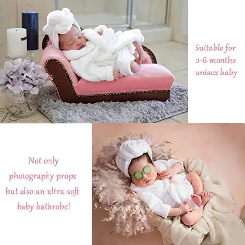 M&G House Newborn Photography Prop Bathrobe Costume Set for 0-6 Months Babies | White thumbnail 6