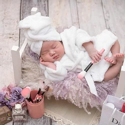 M&G House Newborn Photography Prop Bathrobe Costume Set for 0-6 Months Babies | White thumbnail 9