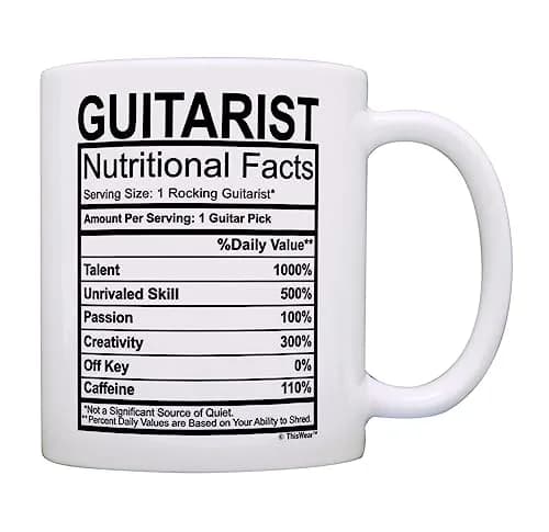 ThisWear Guitarist Nutritional Facts Label 11oz Coffee Mug | Music Lover Gift thumbnail 1