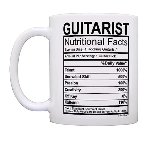 ThisWear Guitarist Nutritional Facts Label 11oz Coffee Mug | Music Lover Gift thumbnail 3