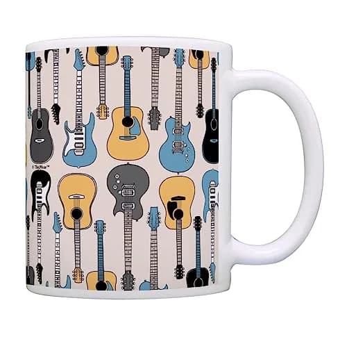 ThisWear Guitar Electric and Acoustic Coffee Mug 330ml (11oz) | Music Lover's Gift thumbnail 1