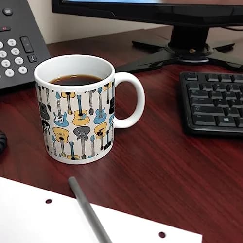 ThisWear Guitar Electric and Acoustic Coffee Mug 330ml (11oz) | Music Lover's Gift thumbnail 6