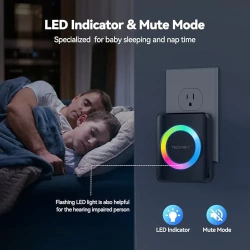 TECKNET WA878 Wireless Doorbell Kit 300m Range | Easy Setup Plug-in Chime with LED Flash thumbnail 5