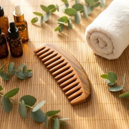 Louise Maelys Wooden Wide Tooth Comb for Curly Hair | Anti-Static, Natural Sandalwood, Portable & Gentle (1 Count) thumbnail 8
