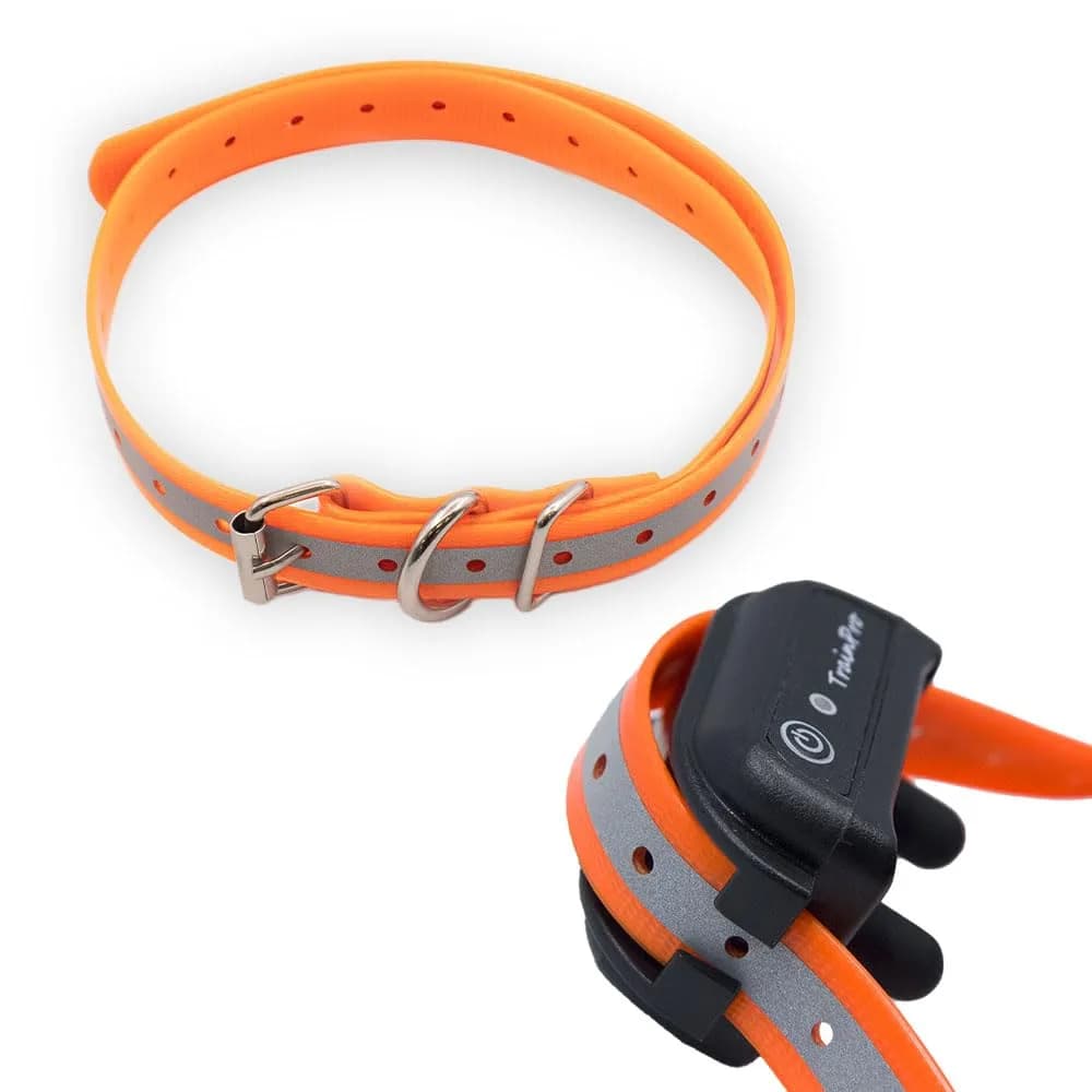 TrainPro Waterproof TPU Replacement Strap for Dog Training Collar, 27.5 in | Durable, Waterproof Nylon & Stainless Steel Buckle — Orange Reflect
