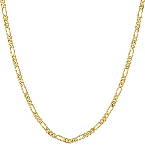 LIFETIME JEWELRY 2.5mm Figaro Chain Necklace 22 Inch | 20X Real Gold Plated Bronze thumbnail 1