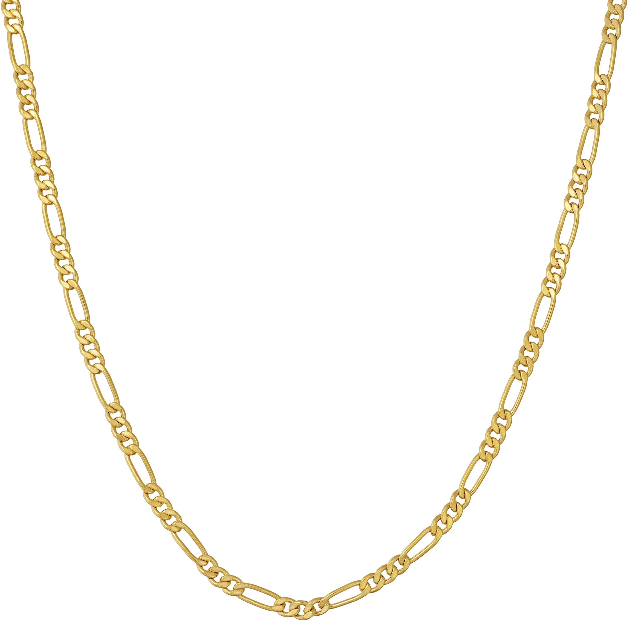 LIFETIME JEWELRY 2.5mm Figaro Chain Necklace 18 inches | 24k Gold Plated Bronze — Gold