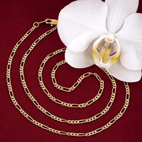 LIFETIME JEWELRY 2.5mm Figaro Chain Necklace 18 inches | 24k Gold Plated Bronze thumbnail 8