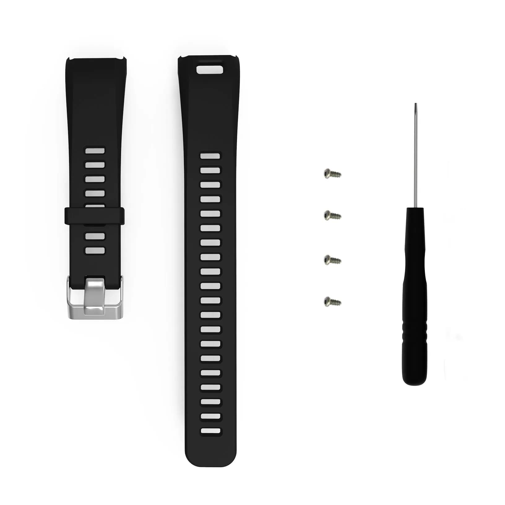 AUTRUN Silicone Strap Replacement Wristband for Garmin Vivosmart HR | Adjustable, Durable & Colorful (140-220mm) — Style A: Black