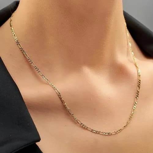 LIFETIME JEWELRY 2.5mm Figaro Chain Necklace 24k Gold Plated 20 inches | Real Gold Look Chain for Men and Women thumbnail 2