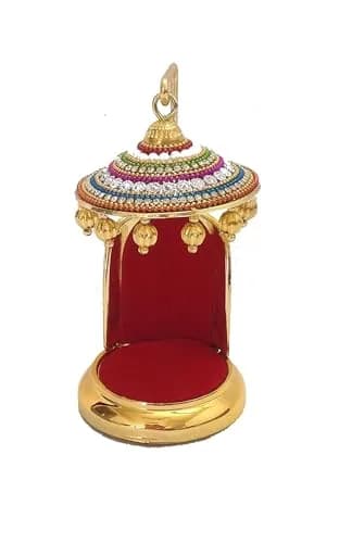 TEJ GIFTS Diamond Studded Umbrella Chhatra with Golden Hangings for God Idol, Car Dashboard/Office Desk/Table/Home Decor Showpiece, Chatri Aasan for Murti, Ideal Gift Item - No.3 | 12 cm (4.72 in) Height thumbnail 7
