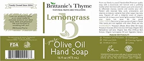 Brittanie's Thyme Castile Liquid Soap Refill Lemongrass 16 Fl Oz | Gentle, Natural & Vegan thumbnail 3