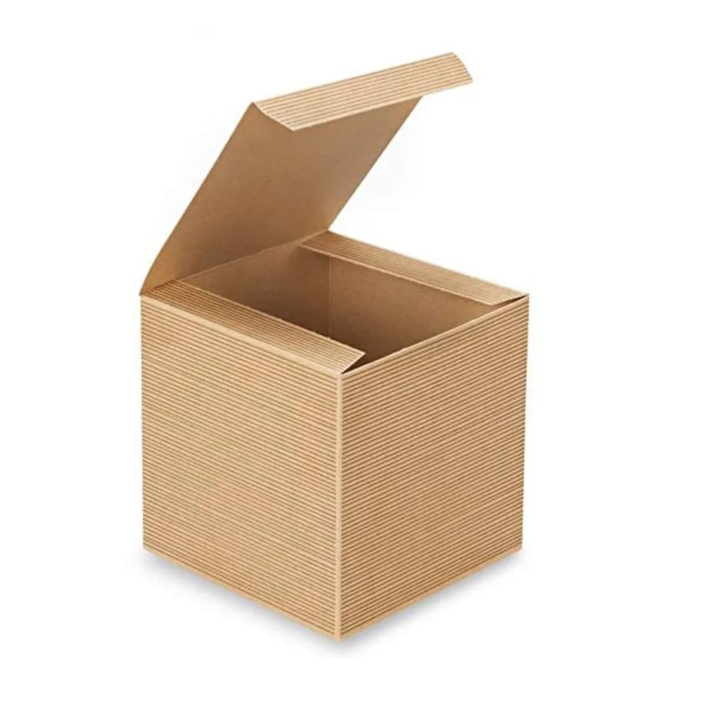 Awe Package Pinstripe Kraft Gift Box 5x5x5" | Food Safe, Easy Assembly, 24 Pack