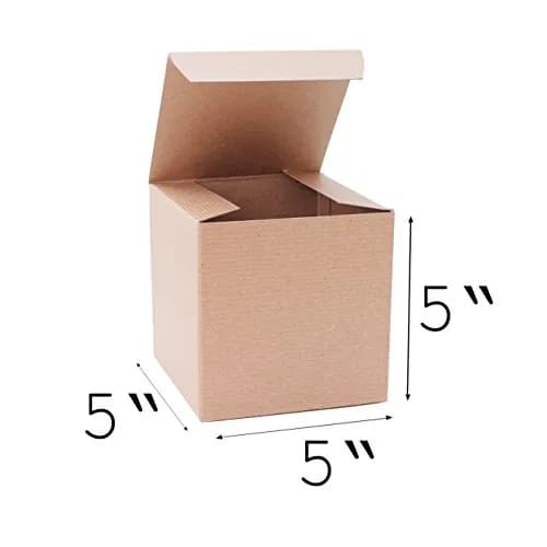 Awe Package Pinstripe Kraft Gift Box 5x5x5" | Food Safe, Easy Assembly, 24 Pack thumbnail 2