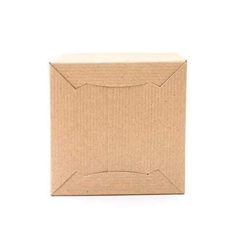 Awe Package Pinstripe Kraft Gift Box 5x5x5" | Food Safe, Easy Assembly, 24 Pack thumbnail 3
