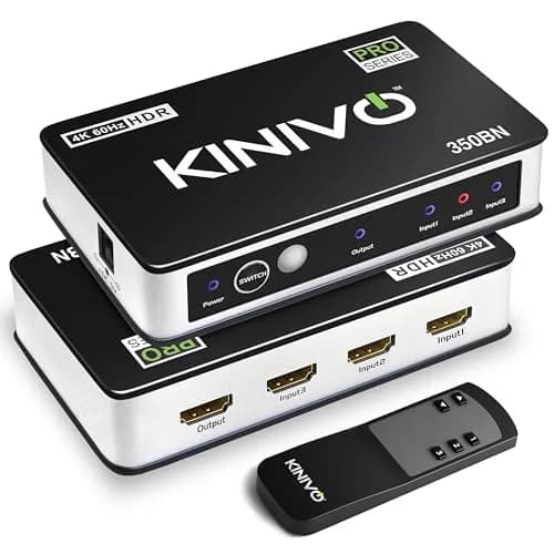 Kinivo HDMI Switch 3 in 1 Out 4K 60Hz | Supports HDR, HDCP 2.2 & Dolby Vision (70-120c) thumbnail 1