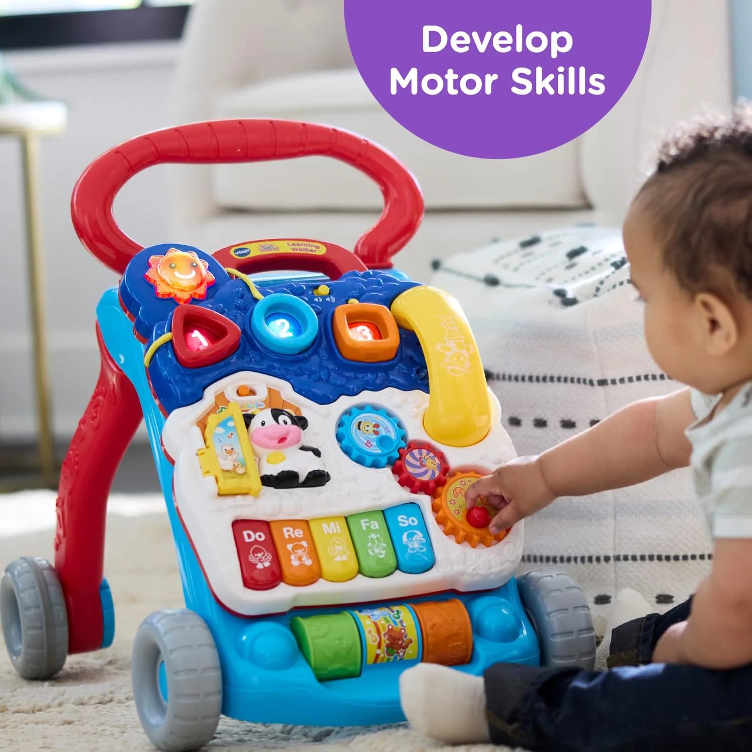VTech Sit-to-Stand Learning Walker | Activity Walker with Detachable Toy Panel, Piano Keys, and Speed Control - view 5