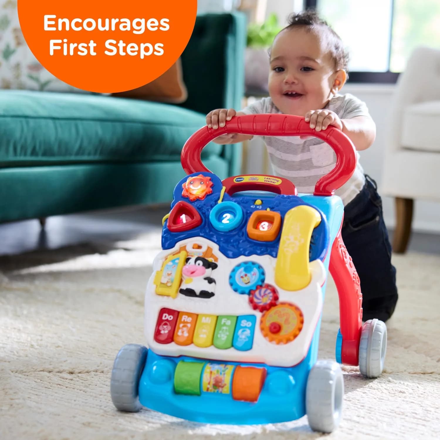 VTech Sit-to-Stand Learning Walker | Activity Walker with Detachable Toy Panel, Piano Keys, and Speed Control - view 3