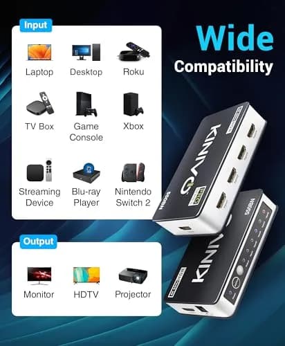 Kinivo HDMI Switch 5 in 1 Out 4K 60Hz | Supports HDR, Dolby Vision, VRR, IR Remote thumbnail 8