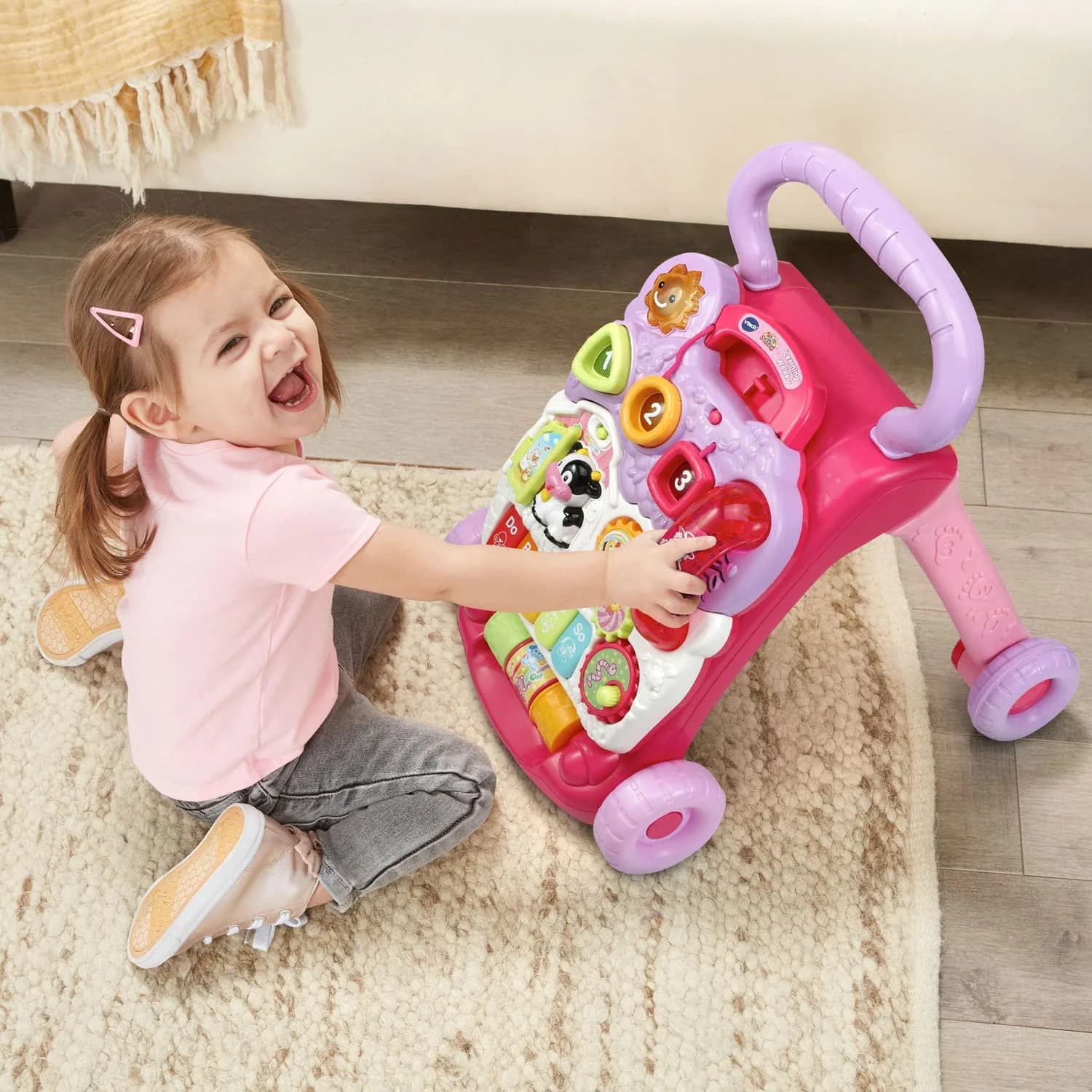 VTech Sit-to-Stand Learning Walker - Pink Activity Walker with Detachable Toy Panel - view 4
