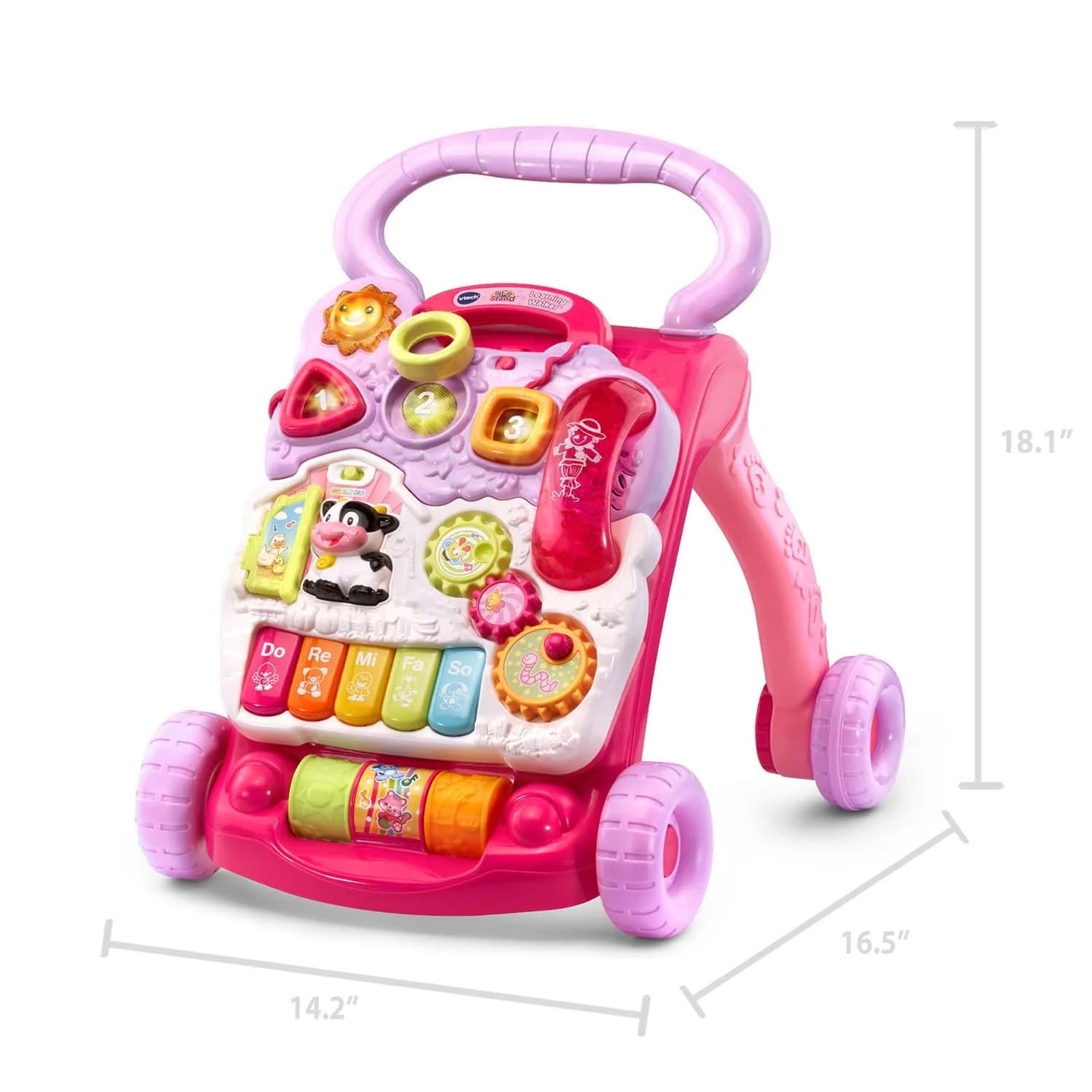 VTech Sit-to-Stand Learning Walker - Pink Activity Walker with Detachable Toy Panel - view 2