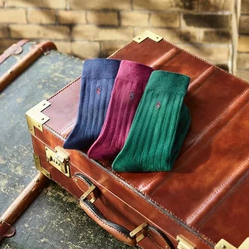 POLO RALPH LAUREN Men's Super Soft Ribbed Dress Crew Socks, 3 Pairs | Ultrasoft Polyester Blend, Reinforced Heel & Toe, Odor-Resistant, Crew Length, Black thumbnail 5