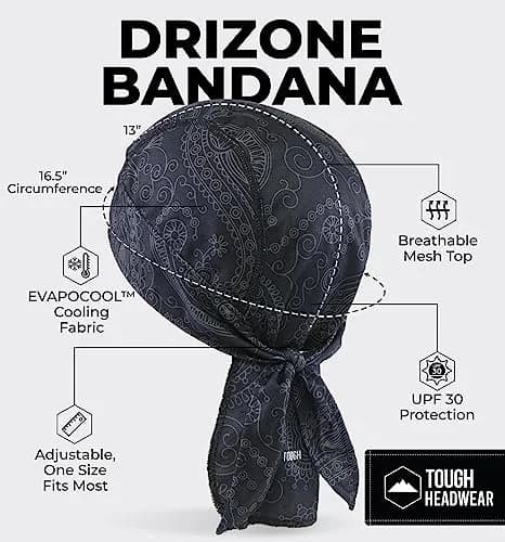 Tough Headwear Cooling Helmet Liners - Do Rag Skull Caps for Men - Cooling Head Wraps, Hard Hat Liner (22in–24¼in) | Evapocool Tech thumbnail 3