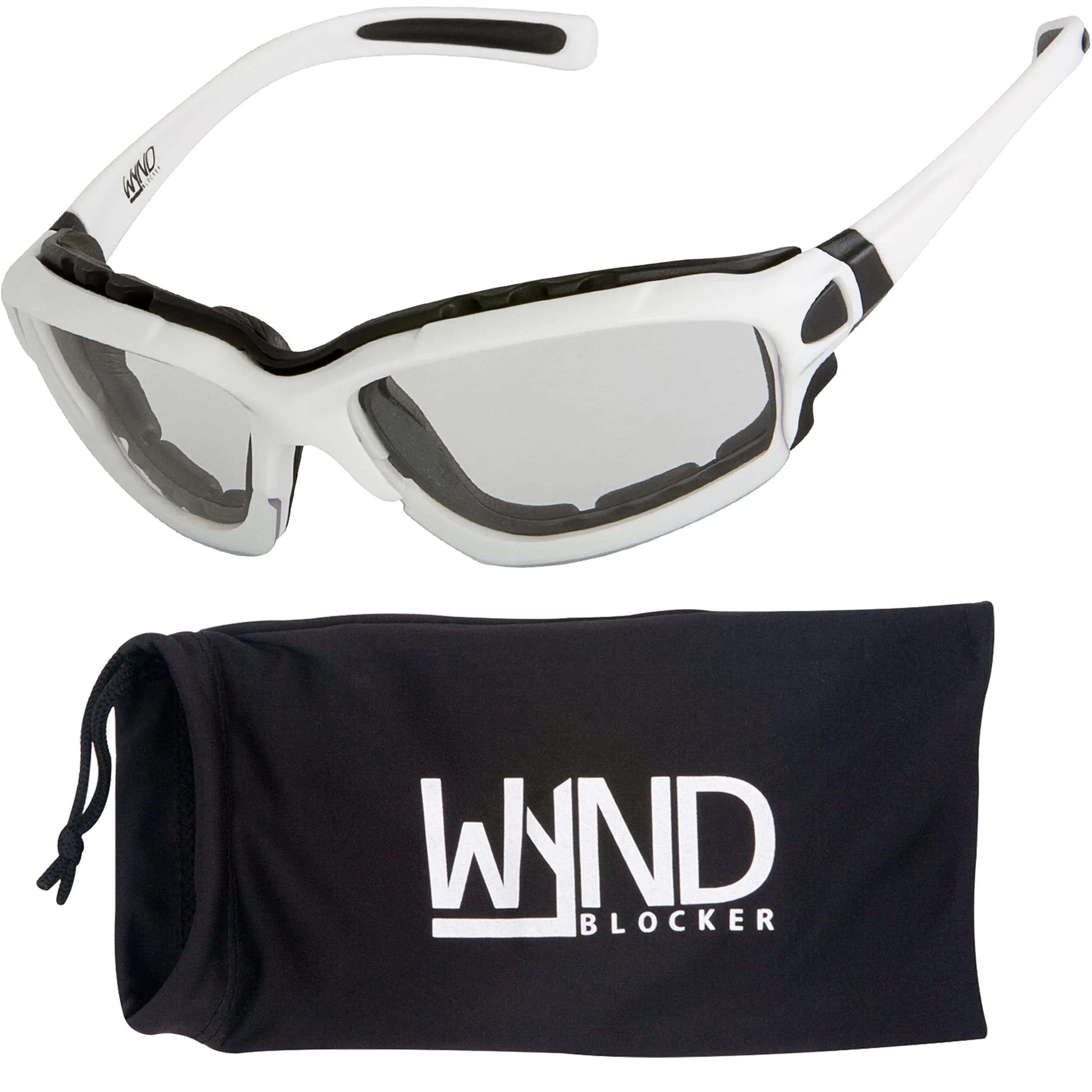 WYND Blocker Halvert Motorcycle Sunglasses & Goggles Combo 65mm (2.56in) | UV400 Protection — White | Clear