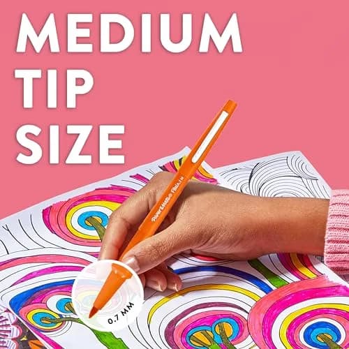 Paper Mate Flair Felt Tip Pens | Medium Point (0.7 mm) Writing Pens | Black Pens | For Writing, Drawing & Sketching | 5 Count thumbnail 7