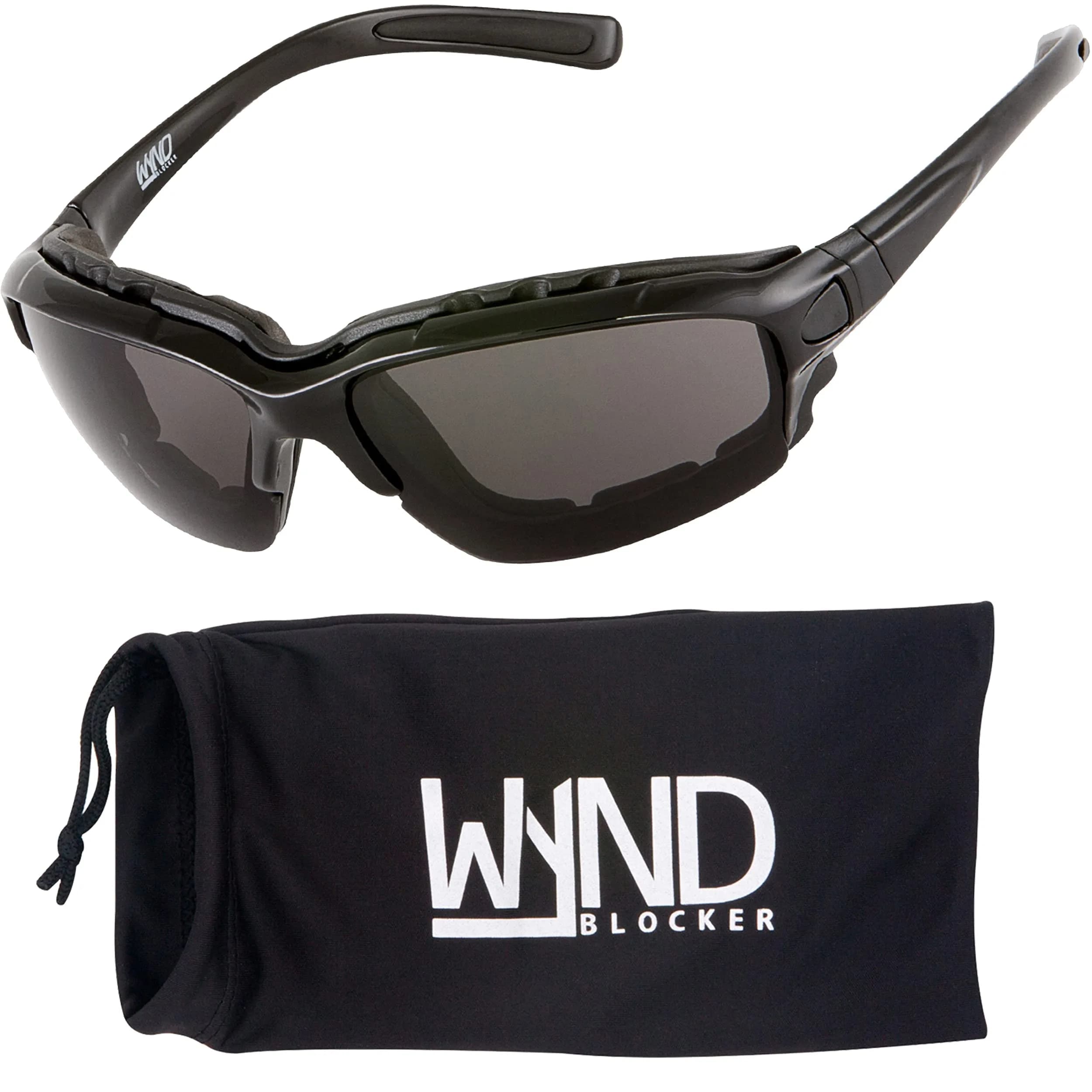 WYND Blocker Halvert Motorcycle Sunglasses Riding Glasses, Black/Smoke | UV400 Protection, Removable Foam Liner & Goggle Strap — Black | Smoke