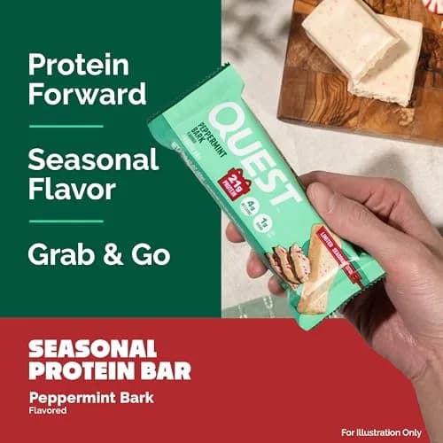 Quest Nutrition Peppermint Bark Protein Bar 12 Count | 21g Protein, 1g Sugar, 4g Net Carbs thumbnail 3