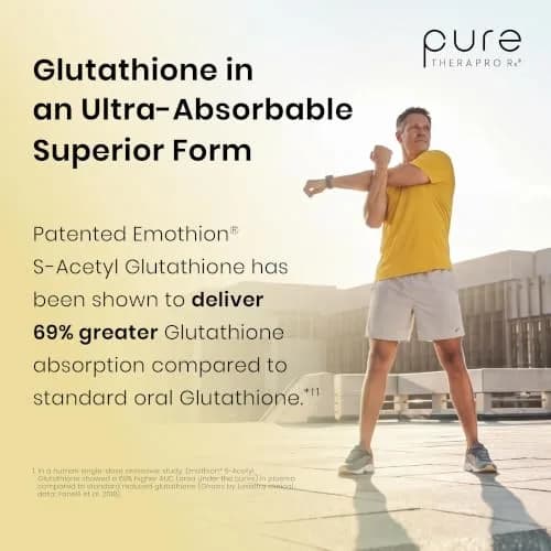 Pure Therapro Rx S-Acetyl Glutathione Gold, Extra-Strength | Patented Acetylated Form of Glutathione (EMOTHION) from Italy | Pharmaceutical Grade | Zero Fillers (60 Capsules (300mg)) thumbnail 6