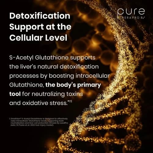 Pure Therapro Rx S-Acetyl Glutathione Gold, Extra-Strength | Patented Acetylated Form of Glutathione (EMOTHION) from Italy | Pharmaceutical Grade | Zero Fillers (60 Capsules (300mg)) thumbnail 7