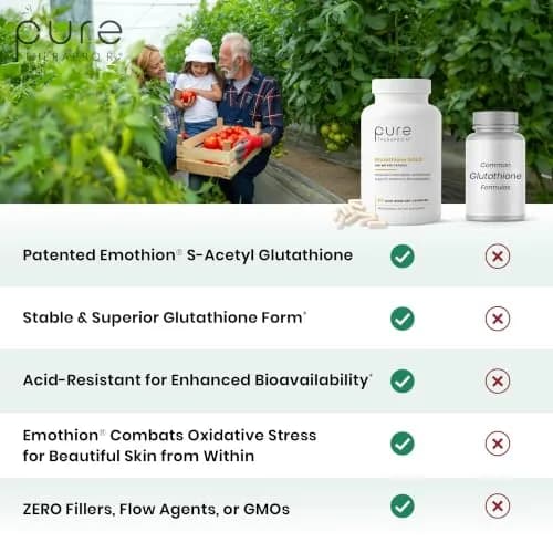 Pure Therapro Rx S-Acetyl Glutathione Gold, Extra-Strength | Patented Acetylated Form of Glutathione (EMOTHION) from Italy | Pharmaceutical Grade | Zero Fillers (60 Capsules (300mg)) thumbnail 3