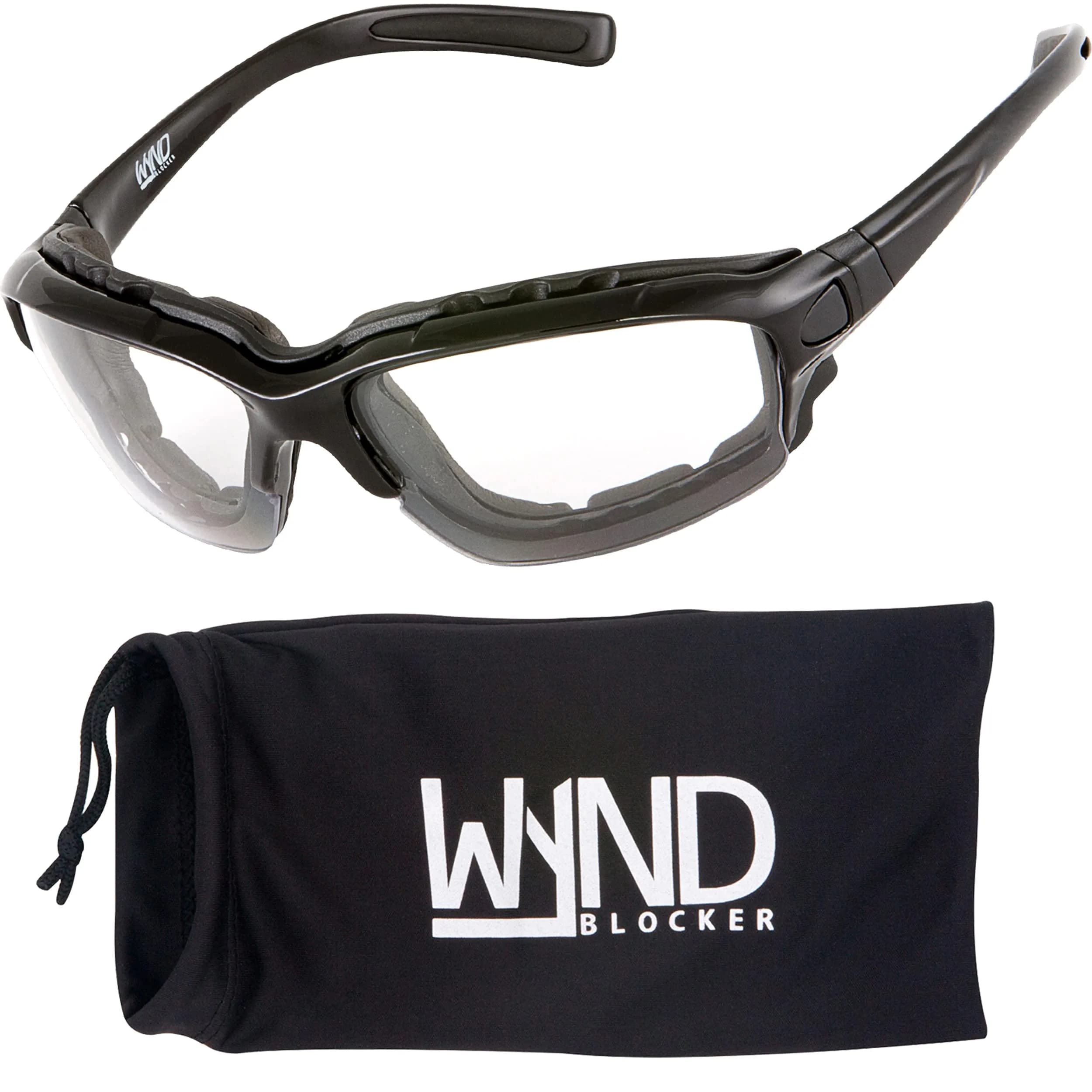 WYND Blocker Halvert Motorcycle Goggles & Sunglasses Combo with Yellow Lens | UV400 Protection — Black | Clear