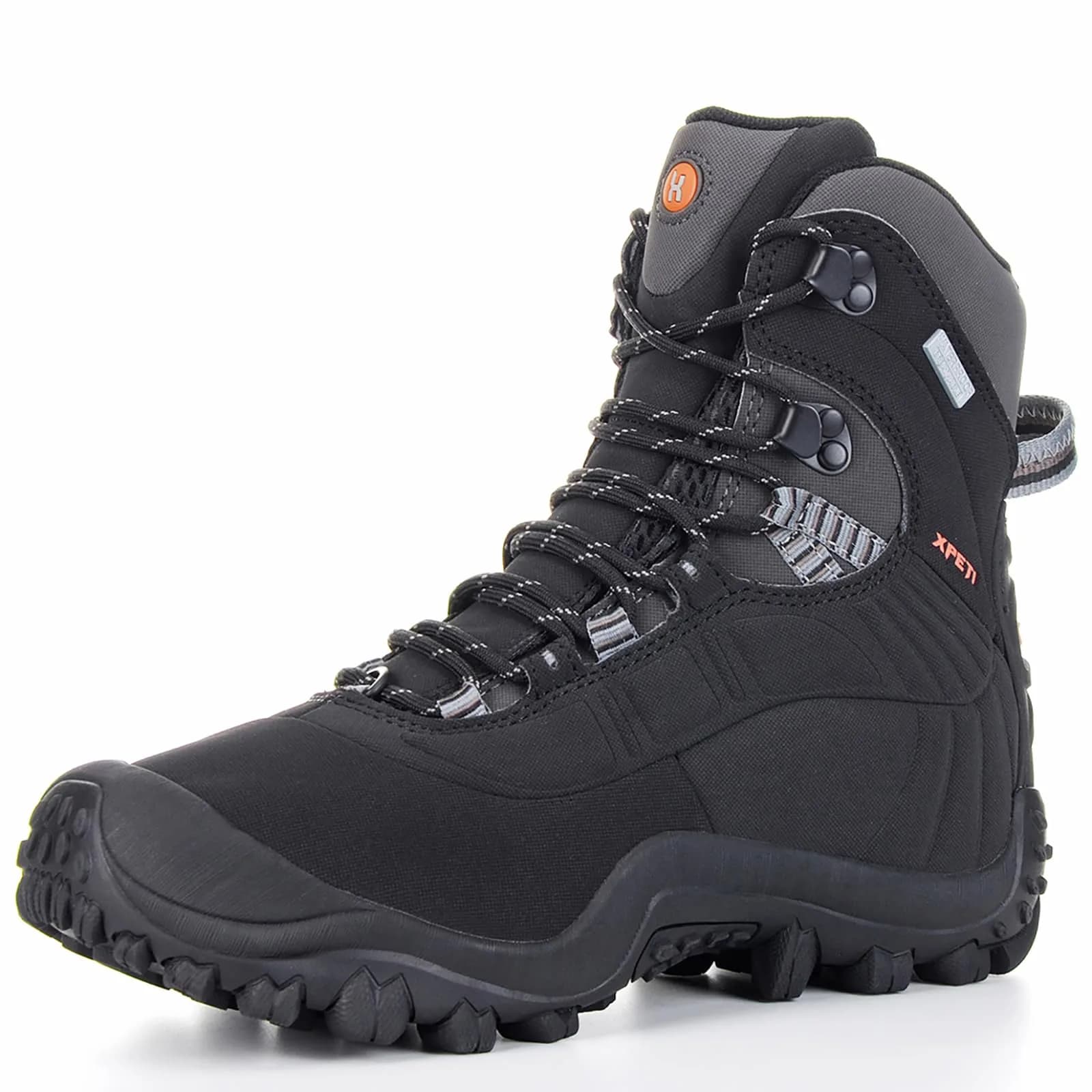 XPETI Men’s Thermator Mid-Rise Waterproof Hiking Boot Insulated Non-Slip Black 7 | Waterproof, Insulated & Traction Ready — Black