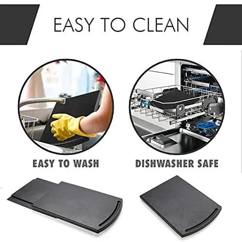 Ihomepark Sliding Coffee Maker Tray with Wheels, Countertop Appliance Slider Mat for Kitchen Appliances, Black (2-Pack, 700g) thumbnail 5