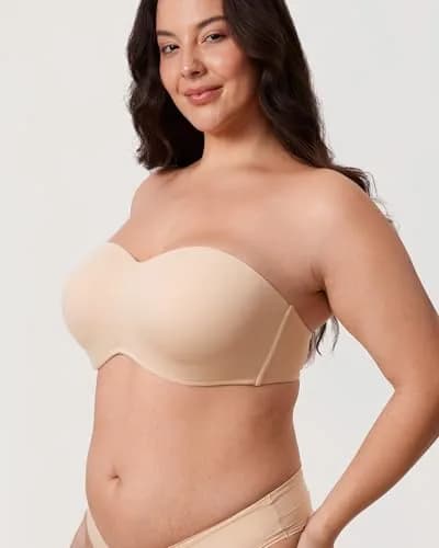 DELIMIRA Strapless Bandeau Minimizer Bras Beige 36G | Natural Lift & Bust Reduction for Women thumbnail 5