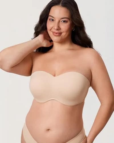 DELIMIRA Strapless Bandeau Minimizer Bras Beige 36G | Natural Lift & Bust Reduction for Women thumbnail 6