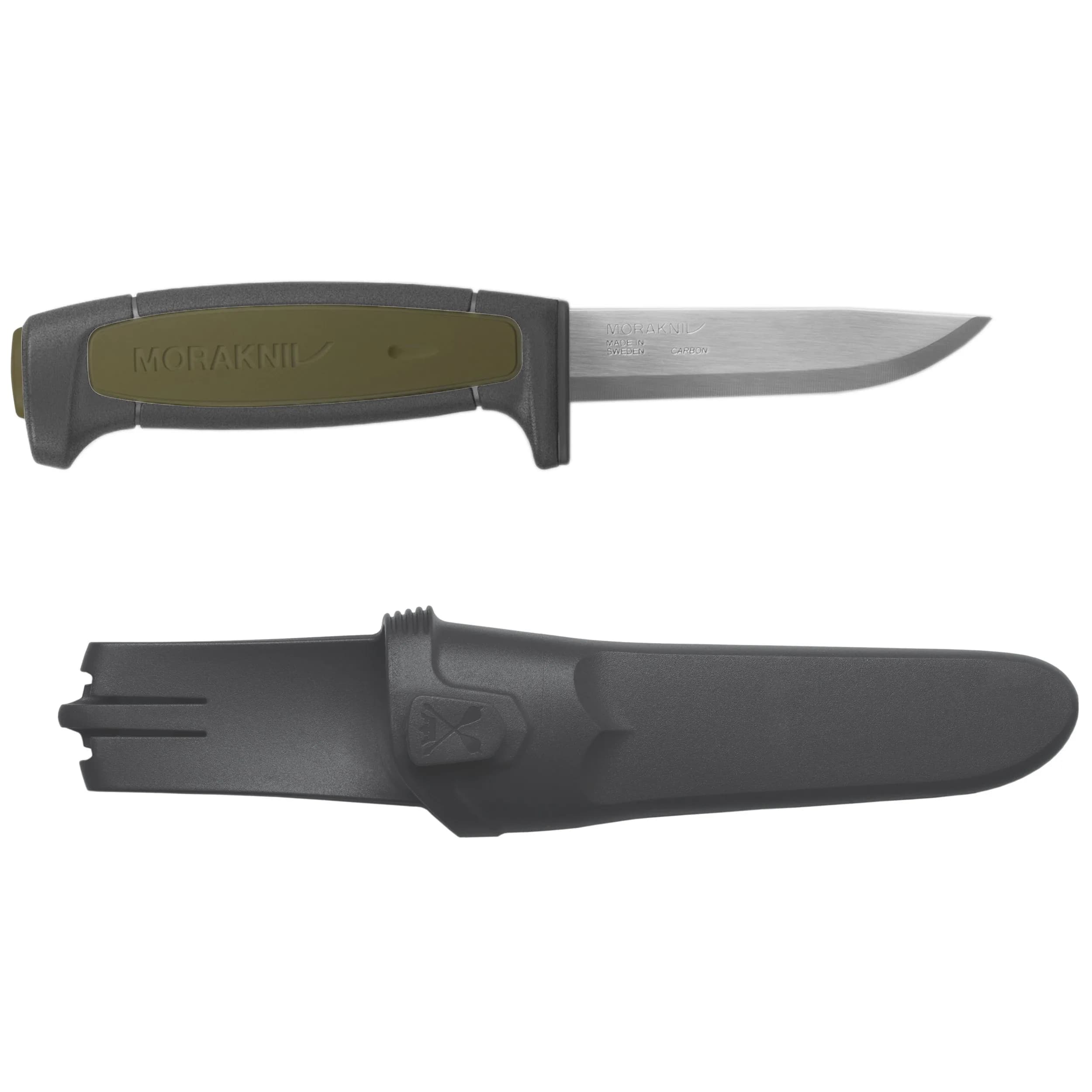 Morakniv Basic 511 Fixed-Blade Knife - Black/Green Handle, 9.1 cm High Carbon Steel Blade - main product image
