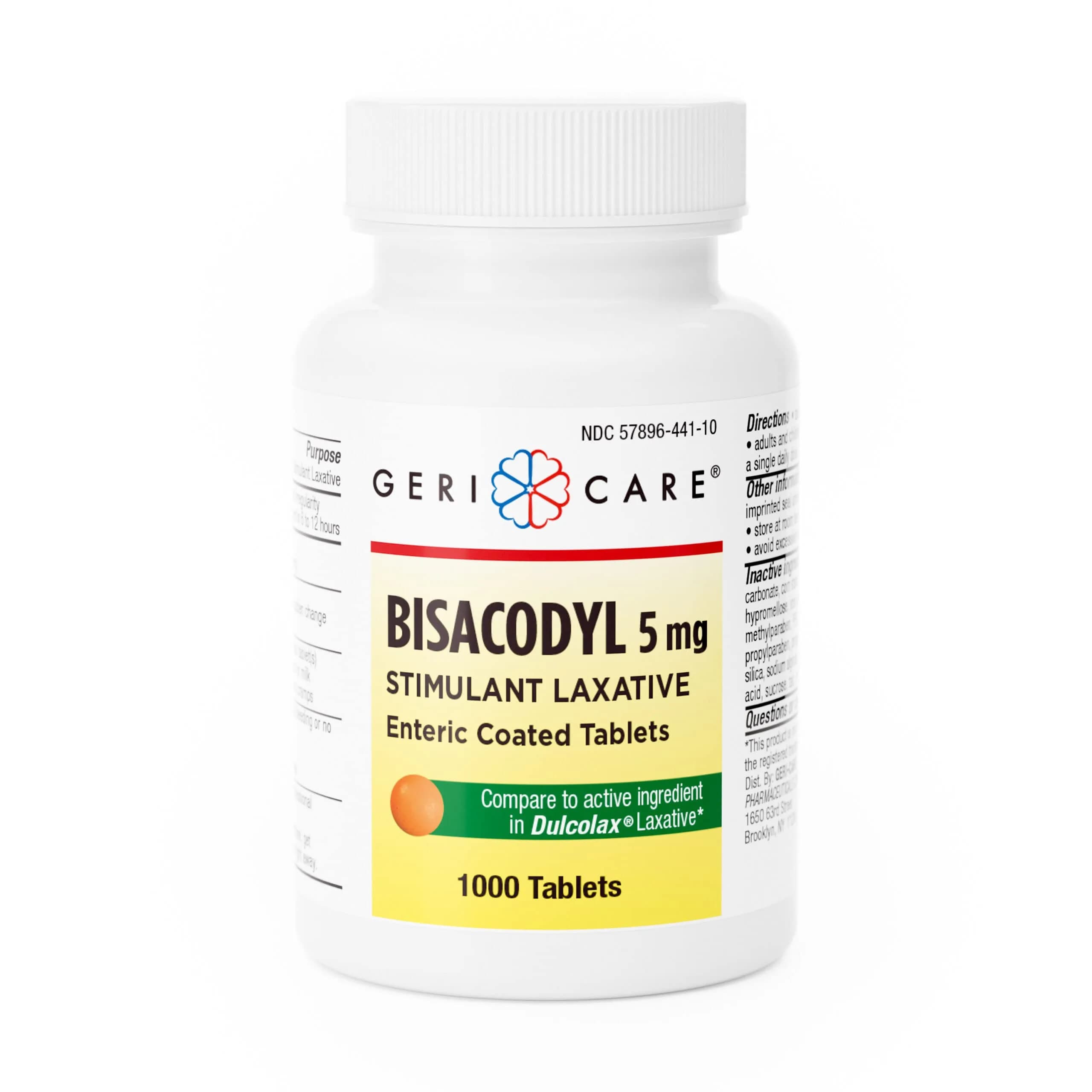 GeriCare Bisacodyl 5 mg Coated Tablet | Gentle Overnight Constipation Relief | 1000 Count