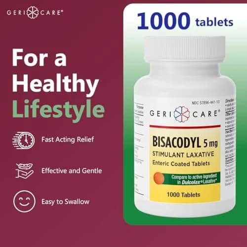 GeriCare Bisacodyl 5 mg Coated Tablet | Gentle Overnight Constipation Relief | 1000 Count thumbnail 4