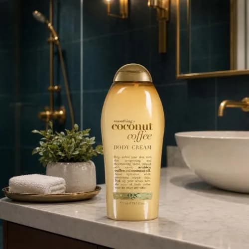 OGX Smoothing + Coconut Coffee Body Cream 19.5 oz | Moisturizes & Softens Skin with Coffee & Coconut Oil thumbnail 3
