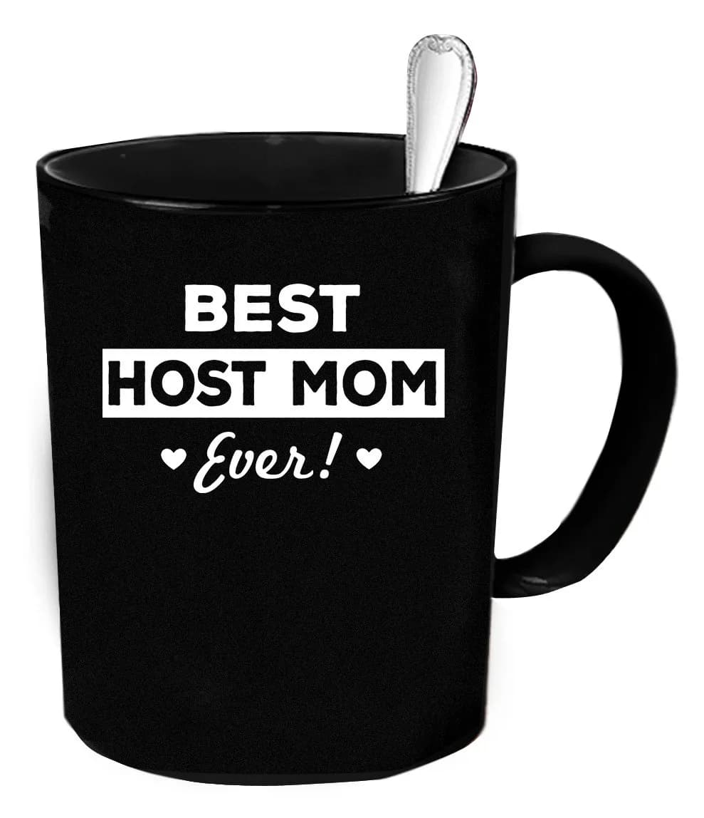 Wonderful Mugs Host mom Coffee Mug 11 oz Best host mom ever! Funny gift — Black