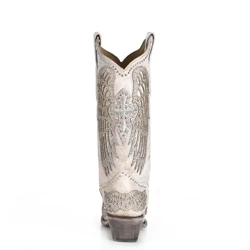Corral Women's Western Boot Leather White Snip Toe Wing Cross | Handcrafted Genuine Leather with Crystal Embellishments thumbnail 4